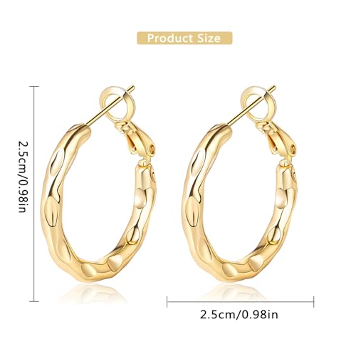 Women Hoop Earrings Lightweight 18K Gold Plated Chunky Hoops Earring Daily Jewelry - style: Hoops 6