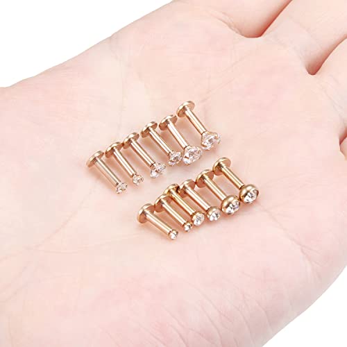 14G Lip Rings Stainless Steel Tragus Helix Conch Piercing Jewelry Snake Bite Piercing Monroe Lip Rings Labret Medusa Cartilage Lobe Earrings Piercing Jewelry Cubic Zirconia 2MM 3MM 4MM - color: 6MM-Rose Gold,2mm/3mm/4mm