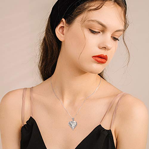 YFN Locket Necklace 925 Sterling Silver Heart Locket Necklace that Holds Pictures for Women Jewelry Gifts - style: Heart guardian angel
