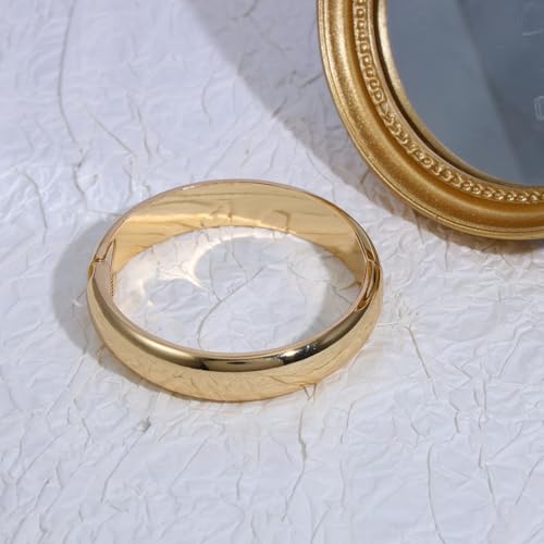 Eigso 13MM Large Gold Plated Chunky Bracelet Bangle for Women Men Trendy Thick Arc Shape Open Cuff Bangles Bracelets for Woman Man - color: Gold-13MM