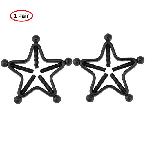 1 Pair Adults Non-Piercings Nipple Shield Adjustable Body Piercing Geometric Stars Nipple Clamp Ring Body Jewelry - color: #1 Black