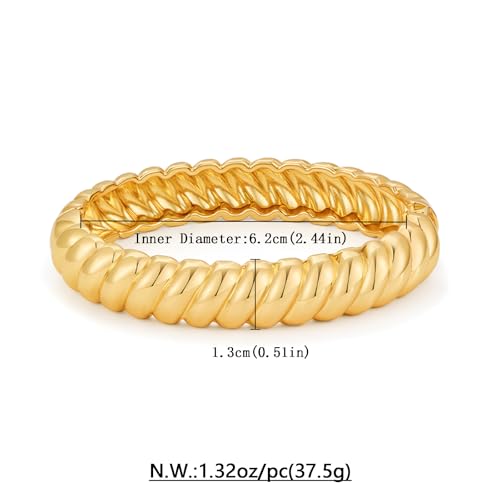 Chunky Gold Bangle Bracelets for Women Twisted Hinged Wrist Cuff Bracelets open Spiraled Oval Bracelet Trendy Jewelry for Women - color: thin cuff bracelet