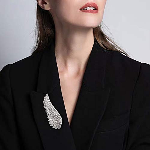 Pearl Diamond Brooch Pins for Dress Sweater Scarf, Wedding Party Decoration Birthday Christmas Gift - style: Angel Wing (Silver)