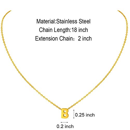 MOMOL Tiny Initial Necklace 18K Gold Plated Small Letter Necklace Personalized Name Necklace for Women - color: Gold B