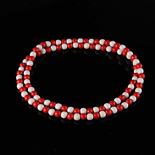 COLORFUL BLING 8MM Natural Wood Bead Necklace Africa Wooden Chain Statement Unisex Chunky Strand Necklaces Hip Hop Jewelry - color: red white