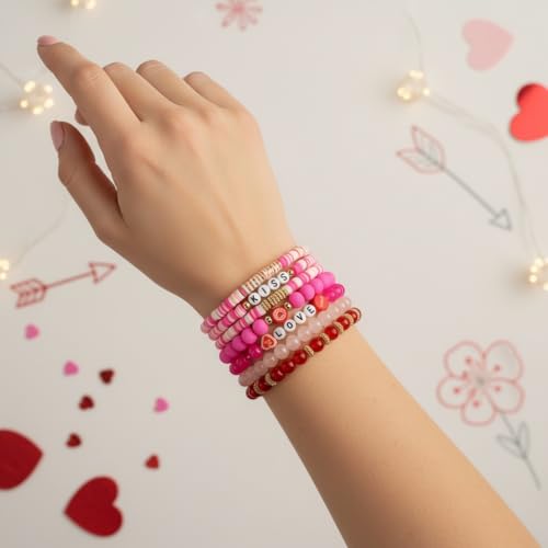 Twinfree Bohemia Beaded Bracelet for Women, Polymer Clay Stretch Bracelets - color: color 59