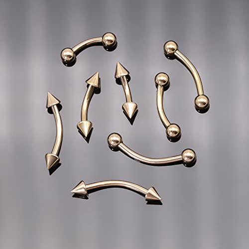 BLISI G23 Solid Titanium Eyebrow Piercing Jewelry, Gold Black Rose Gold Silver Pink Rainbow Eyebrow Rings 16G Curved Barbell,Tiny Vertical Labret Lip Jewelry Rook Piercing Jewelry for Women and Men - color: Rose Gold 1