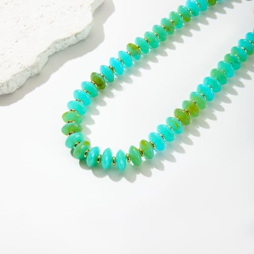 Resin Chunky Beaded Necklace for Women,Vacation Jewelry | Acrylic Beads,Boho Summer Beach Handmade Jewelry,Trendy Bold Statement Beaded Necklace,Birthday Gift for Women - color: Mint Green