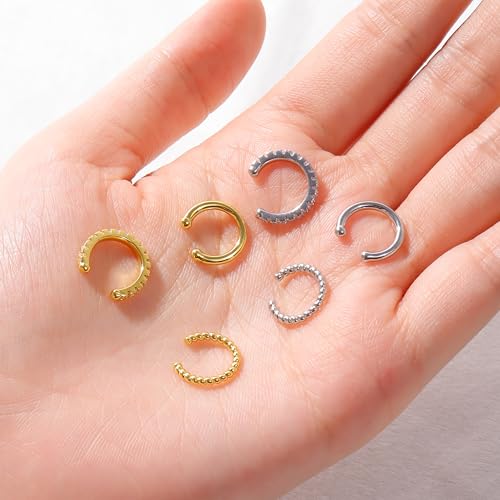 Gold Plated Ear Cuff Earrings for Women Non Piercing - Hypoallergenic Ear Cuffs Silver/Gold Non Tarnish Clip on Cartilage Earrings Fake Earring Set - color: C1:gold ear cuff