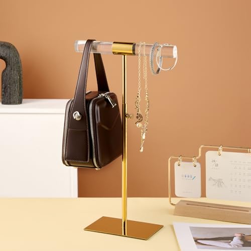 Set of 2 Acrylic Display Stand Jewelry Towers Stands | Stainless Steel Adjustable Height Long Necklaces Stand Tabletop Jewelry Organizer for Home Store Boutique