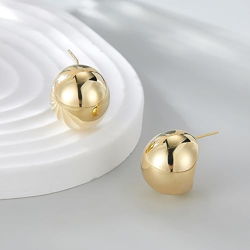 Gold Stud Earrings for Women, Trendy Geometric 14K Gold Plated CZ Crystal Stud Lightweight Hypoallergenic Jewelry for Her - color: Gold Hoop