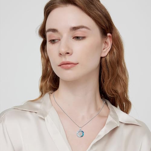 JUSTKIDSTOY Birthday Gifts for Women Girls 925 Sterling Silver Celtic Moon Star Necklace with Blue Crystal Pendant Jewelry for Sister Friends - style: 25th