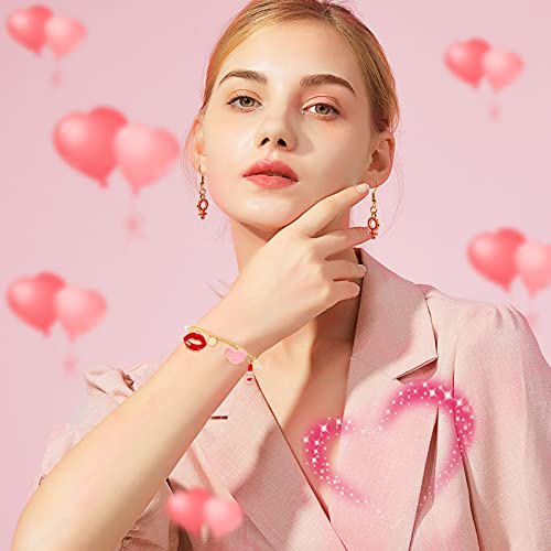 SANNIX 110Pcs Valentine's Day Charms Gold Enamel Jewelry Making Charm | Pink Pendants for Valentines Bracelet Necklace Earrings Making - style: Valentines Charms