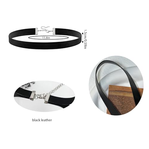 Black Choker Necklace Set Velvet Lace Choker Daisy Gothic Punk Classic Choker - color: 1pcs black leather choker