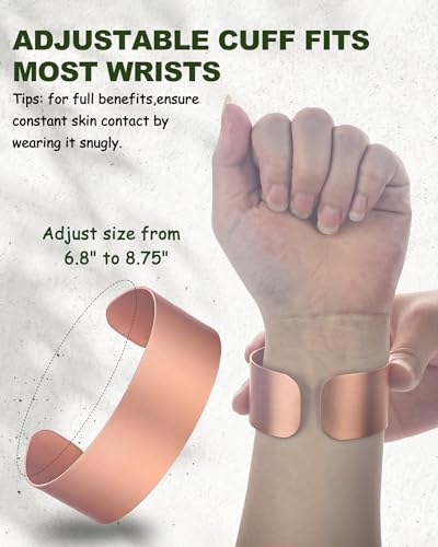 MagEnergy Copper Bracelet for Men Women, 100% Solid Copper Bracelets, Pure, Raw Handmade Hammered Copper Cuff Bangles Bracelet - color: Copper Plain 7inch