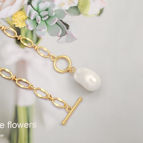 SOFYBJA Saint Benedict Necklace Drop 18K Gold Toggle Medallion Coin Cross Pendant Necklaces Religious Jewelry Catholic Gift for Women - color: Gold Chunky Baroque Pearl Pendant Necklace for Women