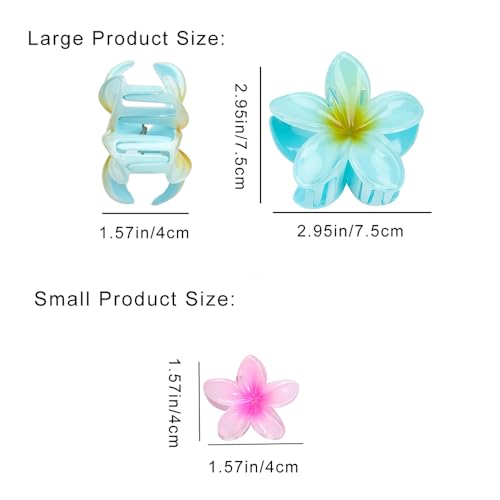 Flower Hair Clips for Women Claw Clips Summer Fashion Hair Accessories with Purple Gradient Cute Plumeria Design Barrettes Hold Hair in Place for Thick Thin Hair(3Pcs: 1 large 2 small) - color: Purple