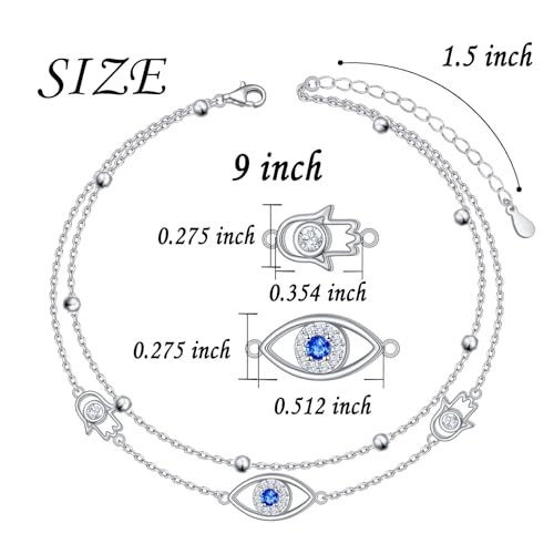 Anklets for Women 925 Sterling Silver Blue Evil Eye Infinity Butterfly Adjustable Multilayer Layered Summer Beach Ankle Bracelet Foot Chain Jewelry for Women - style: G-Evil Eye 2