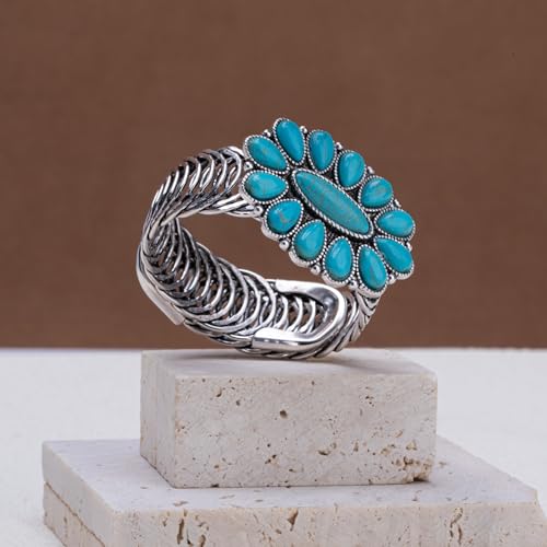 Montana West Rustic Couture's Bohemian Turquoise Cuff Bangle Bracelets for Women Cowgirl - color: Angel Turquoise