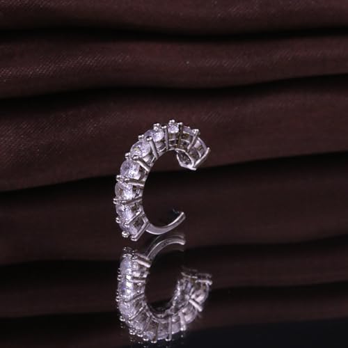 Ear Cuffs Non Piercing Gold Silver Earrings Cute Cubic Zirconia Sparkling Ear Cuff for Women Clip On Cartilage Huggie Earring Christmas Jewelry Costume - color: Silver-One