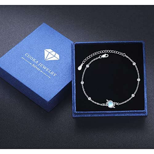 925 Sterling Silver Bohemia Hawaiian Beach Mermaid Floral Bracelet Birthday Graduation Gifts for Women with Gifts Box - style: 21B-Vine Moonstone