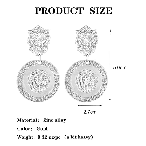 Women's Statement Clip-On Earrings Hypoallergenic Lightweight Clip Earrings - color: F-silver lion