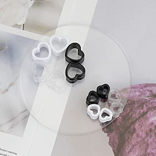 Qmcandy 6pcs/18pcs Heart Shape Acrylic Ear Tunnels Plugs Set Mix Color Stretcher Expander Piercing Tunnels Gauge 6G-7/8 inch - color: 6pcs, 0g(8mm)