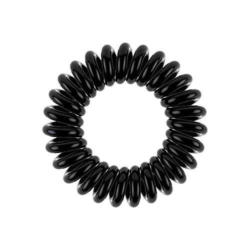 invisibobble Power Traceless Spiral Hair Ties - Pack of 3 True Black - Strong Elastic Grip Coil Hair Accessories for Active Women - No Kink, Non Soaking - Gentle for Girls Teens and Thick Hair