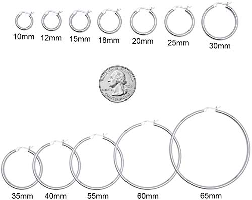 Savlano 925 Sterling silver Round Hoop Earrings for Women & Men Comes in 10MM-25MM - size: 20 Millimeters