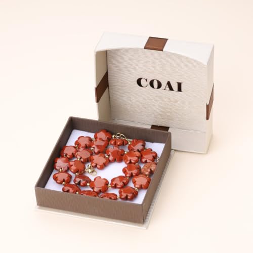 COAI Chunky Colorful Necklace for Women, Summer Beach Jewelry Crystal Flower Necklace for Women, Multi-Gemstones Sodalite Red Jasper Chunky Choker - style: Red Jasper Necklace
