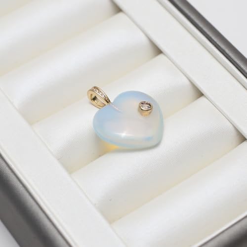 LE SKY Natural Stone Pendants Healing Crystal Gemstones with Rhinestone Charms for jewelry Making Necklace DIY Craft Gift - color: heart