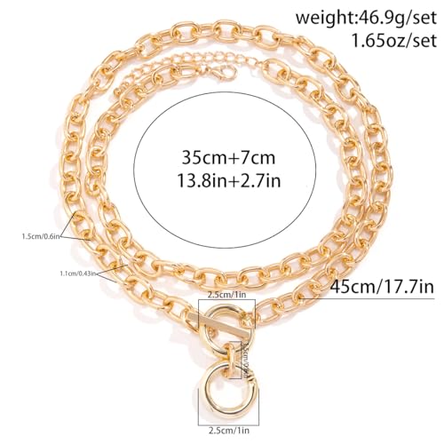 CSIYANJRY99 Chunky Gold Necklaces for Women,Multilayer Punk 80s Hip Hop Necklace,Layered Cuban Link Chain Statement Necklace 90s Freaknik Outfit Accessories for Women - color: Gold Larered Neckalce 2
