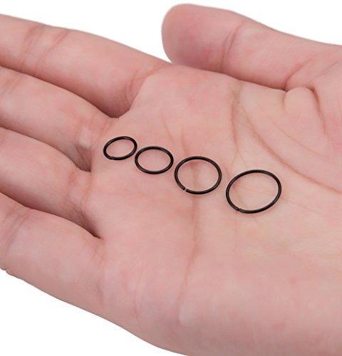 24Pcs 20G 316L Stainless Steel Nose Rings Hoop Tragus Cartilage Helix Piercing Lip Septum Ring 6-12MM Bendable - color: D: 24Pcs Black