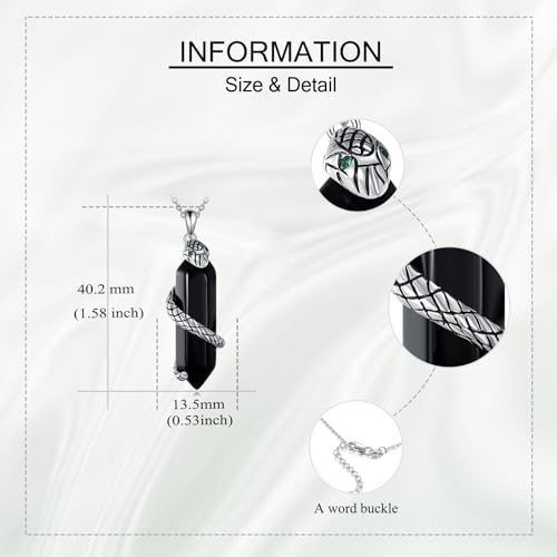 Halloween Necklace 925 Sterling Silver Black Rose Rib Cage Heart Pendant Necklace Halloween Jewelry Gifts for Women Gothic Party - style: Snake