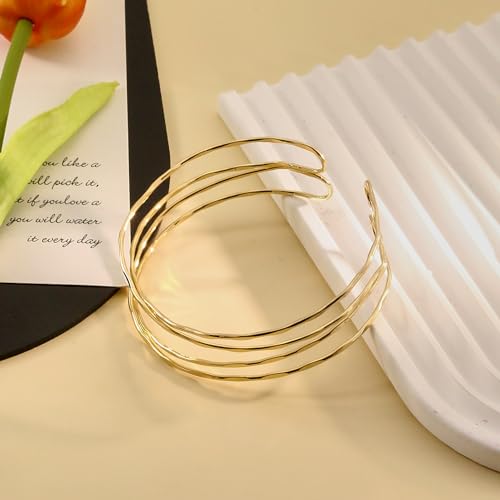 Todenb Upper Arm Cuff for Women Minimalist Adjustable Arm Band Gold Silver Arm Cuff Multi-Layer Arm Bracelet Upper Arm Jewelry - color: Gold Double Cross