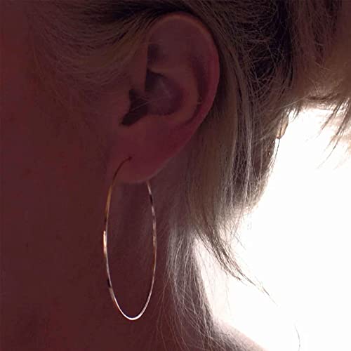 2mm Sterling Silver Big Hoop Earrings For Women - Large Hypoallergenic Circle Endless Thin Oversize Silver Hoops - color: 3 pairs,60mm hoops
