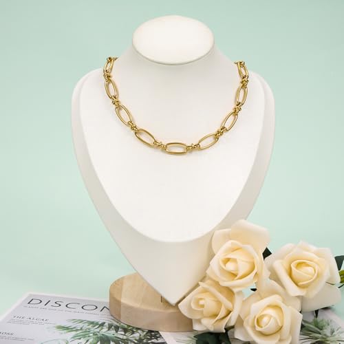 2 Meters Gold Plated Jewelry Making Chain Stainless Steel Long Oval Link Chains Bulk with Jump Rings and Lobster Clasps - color: Long Oval Gold