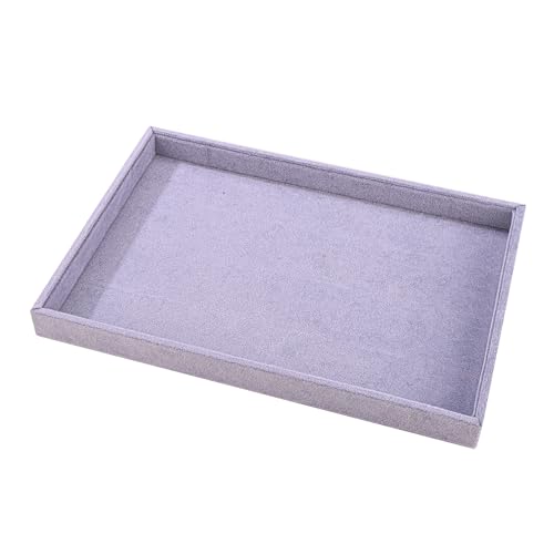24 Grid Jewelry Tray Velvet Jewelry Display Tray with Removable Dividers | Jewelry Organizer Stackable Trays for Earrings Necklaces Bracelet Rings Display Showcase - Grey - color: Grey