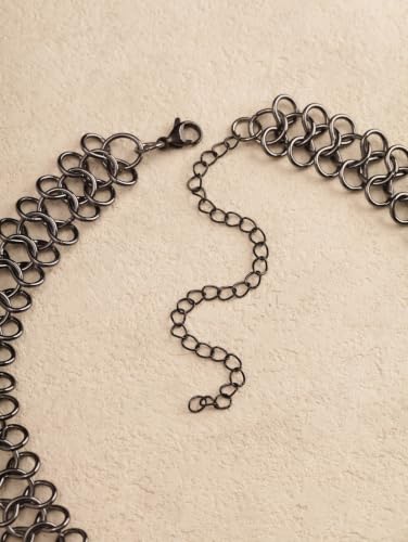 Sacina Chunky Spike Choker, Gothic Emo Punk Grunge Necklace, Goth Jewelry - color: Black