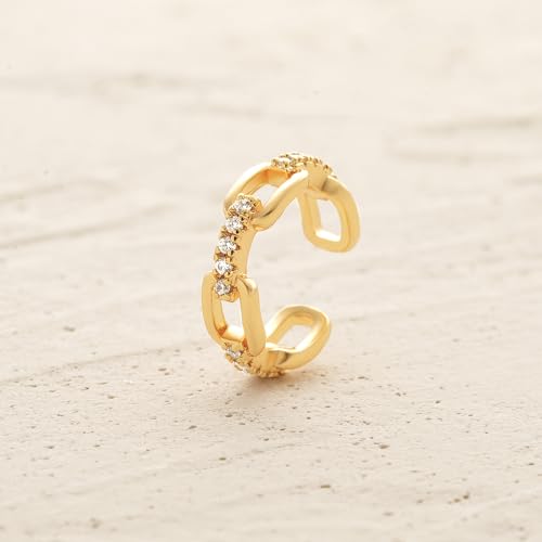 Women Ear Cuff Earring Gold Non Pierced Ear Cartilage Clip on Wrap Hoop 14K Gold Filled Tiny Boho Beach Simple Minimalist Delicate Handmade Hypoallergenic Jewelry Gift-Sold as Single/Pair - style: Link