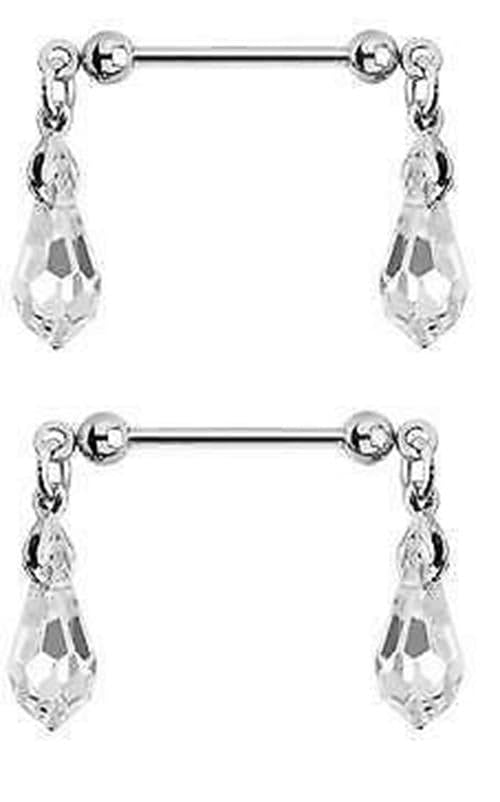 Nipple Shield Rings Barbell Barbells Crystal Dangle Sold as a Pair