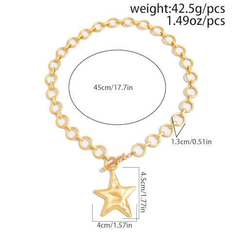 Sora Tuki Chunky Star Necklace for Women Trendy Big Statement Necklace Large Star Pendant Necklaces Thick Chain OT Toggle Necklaces Boho Chunky Jewelry - style: G
