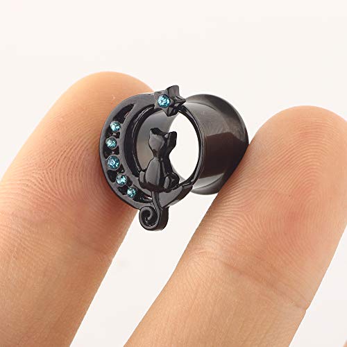TIANCI FBYJS Stainless Steel Zircon Ear Tunnels Earrings Guages Piercing Plugs Stretcher Gauges for Women Men - style: 6mm=2g