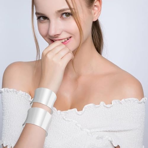 Wide Cuff Chunky Gold Bracelets for Women Open Cuff Bangles Wrist Cuff Bracelets for Women - style: Silver2