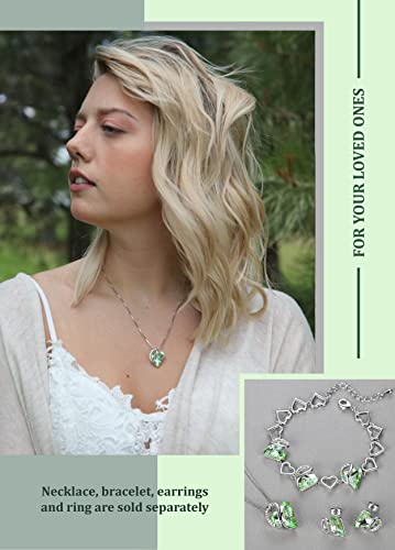 Leafael Infinity Love Women's Adjustable Crystal Heart Ring with Birthstone Crystals Healing Stones, Jewelry Gifts for Women, Birthdays Valentine's Day, Silver-Tone, Open End, Size 6.5-8 - color: 12b-August-Confidence-Light Chrysolite Green