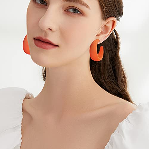 Acrylic Resin Earrings 70s 80s Colorful Hoop Earrings C Shape Trendy Chunky Cute Candy Earrings Jewelry for Women - color: Orange