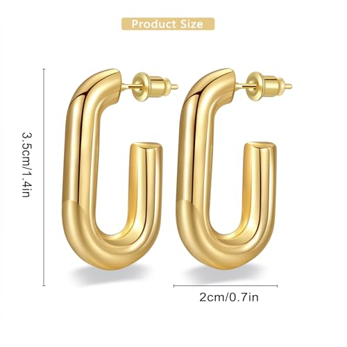 Women Hoop Earrings Lightweight 18K Gold Plated Chunky Hoops Earring Daily Jewelry - style: Hoops 2