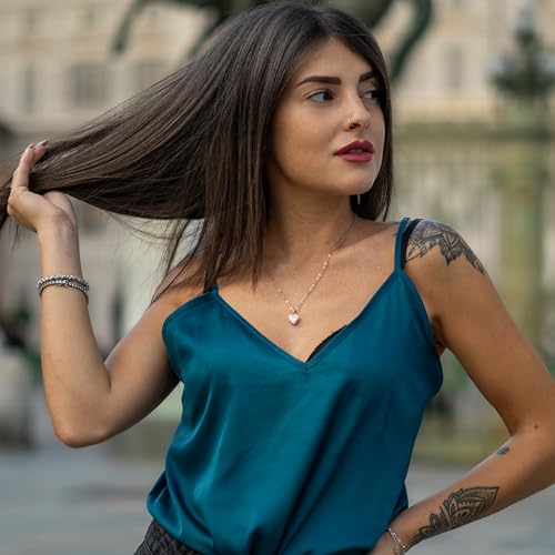 SERASAR Rose Gold Heart Pendant Necklace Women Jewelry Steel Chain Gifts - color: Rosegold, style: Love