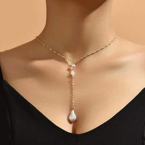 Back Necklace with Rhinestone Pearl Pendant Back Body Chain for Backless Dress Bridal Wedding Backdrop Necklace Crystal Simple Waist Body Jewelry for Women - color: B1