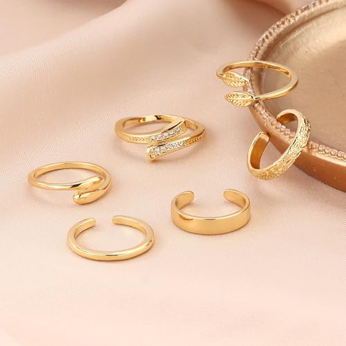 SONNYX 14K Gold Silver Toe Ring for Women | Non Tarnish Adjustable Simple Open Band Toe Rings Summer Beach Foot Jewelry for Women - color: Gold 1